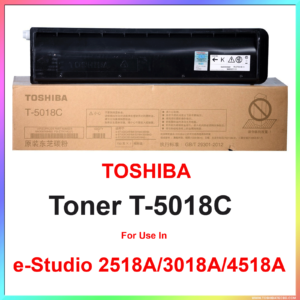 Toshiba-toner-T-5018C a black printer cartridge on a brown box